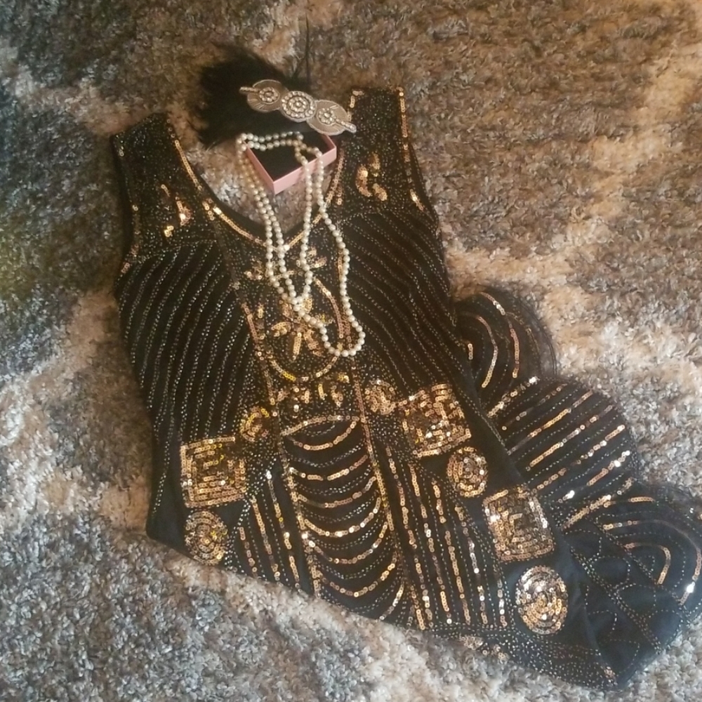 ‼BUNDLE‼ Flapper dress+headpiece+necklace